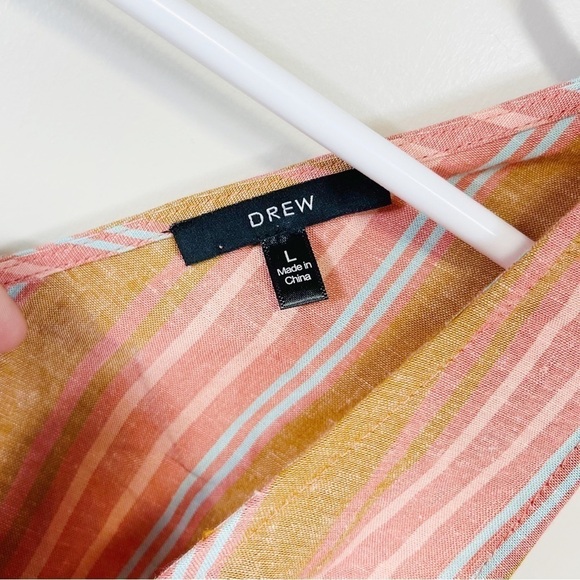 Anthropologie DREW Brown Striped Sleeveless Linen Blend Jogger Jumpsuit - LARGE - Picture 3 of 15